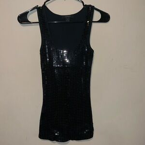 Express Sequins Black Tank Top